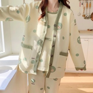 Roupas de Amamentação para Outono e Inverno, Conjunto de 2/3 Peças de Algodão para Pós-parto, Pijamas para Gestantes