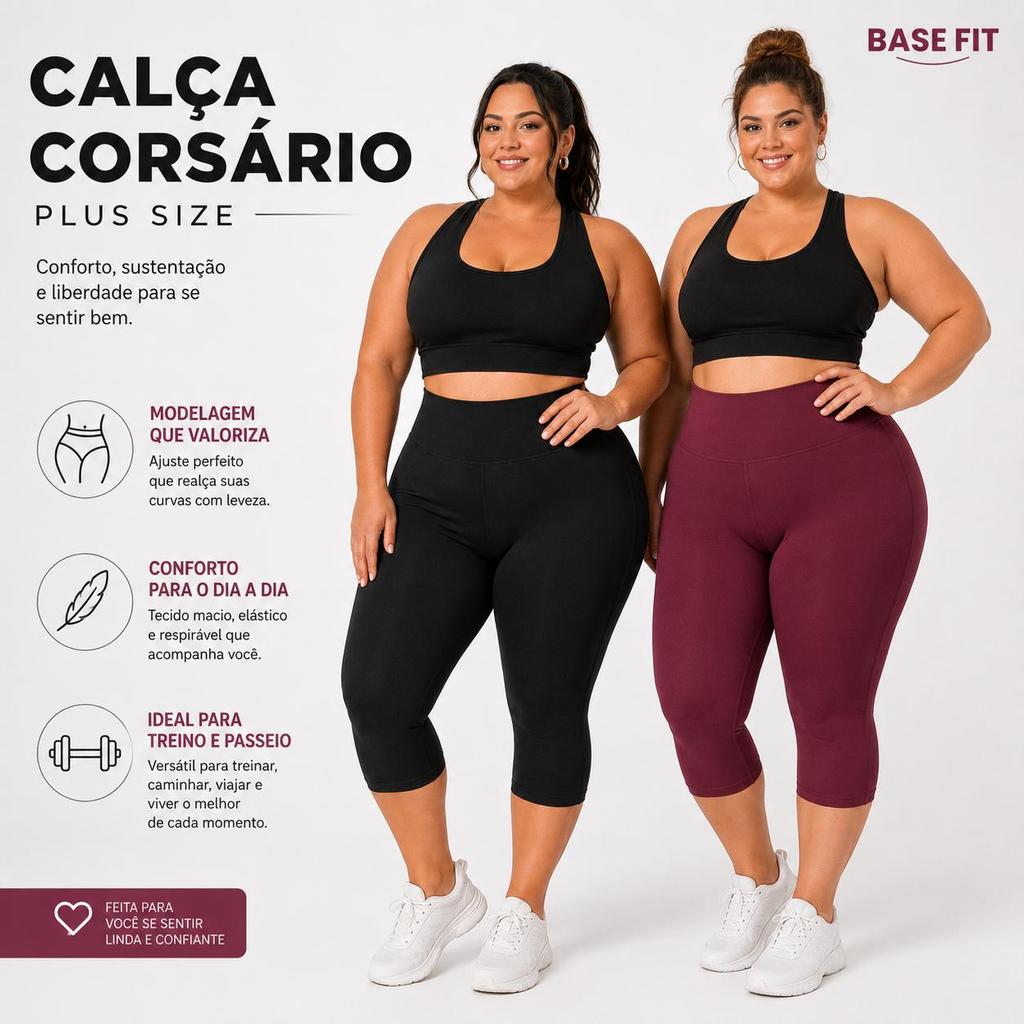 Calça Feminina Capri Corsario Legging Cós Alto Plus Size Premium G ao G4 — imagem 2 de 2