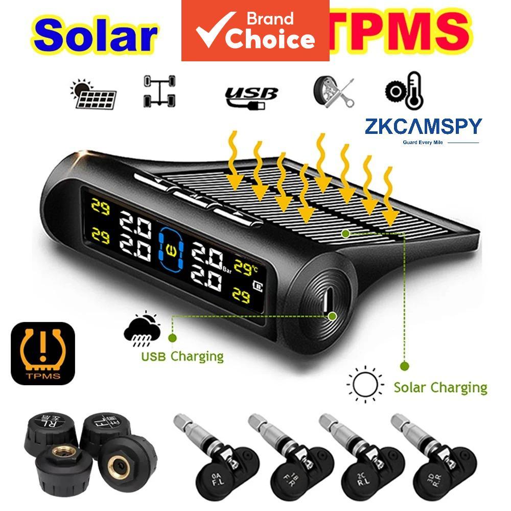 Monitor Solar De Pressão Dos Pneus Do Carro Tpms Com Aviso De Temperatura Para Segurança Automotiva