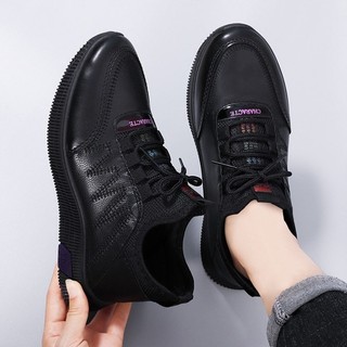 Sapatos especiais de cozinha femininos preto primavera verão superfície de couro impermeável à prova de óleo restaurante