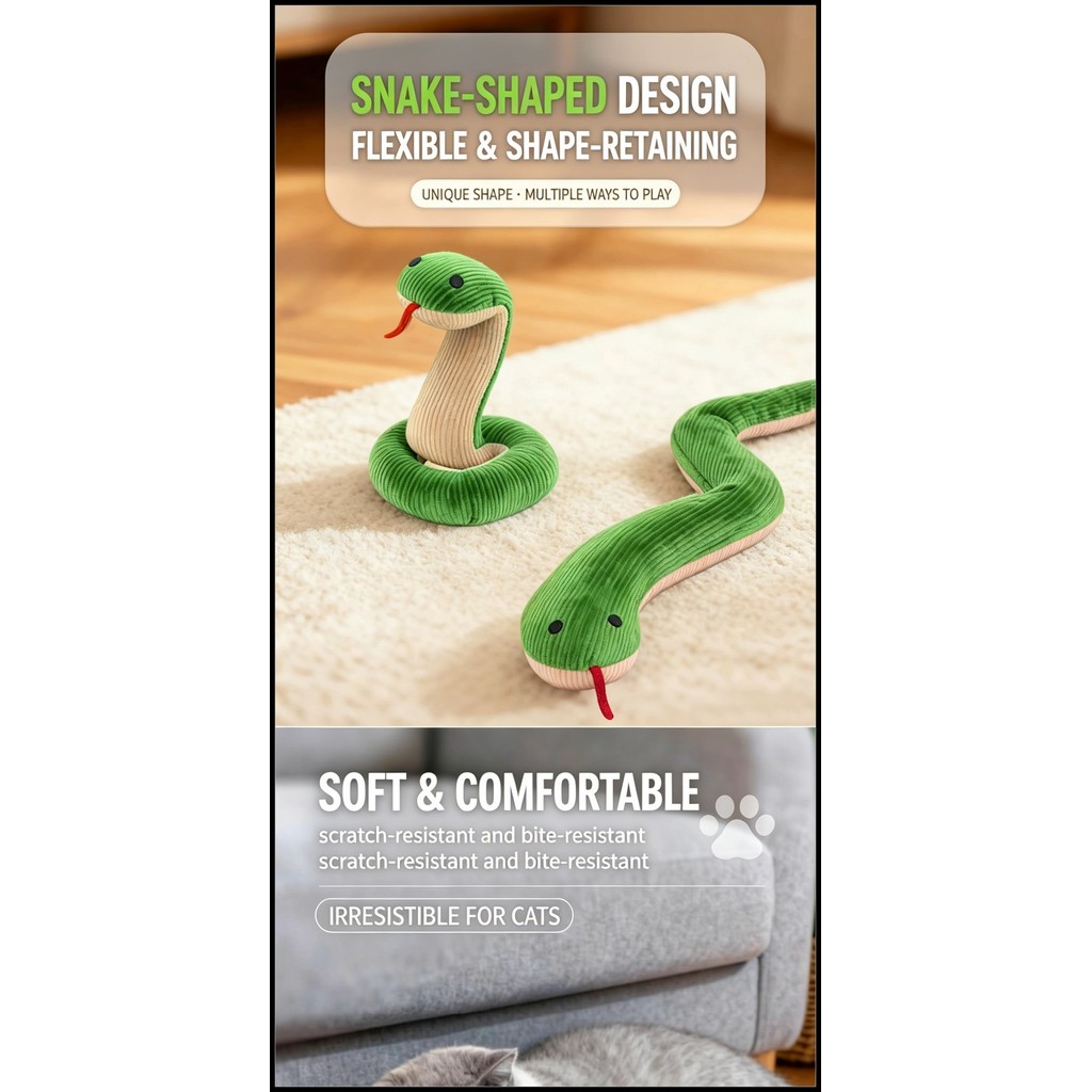 Brinquedos para animais de estimação em forma de cobra, brinquedos molares para cães e gatos, brinquedos de pelúcia resi