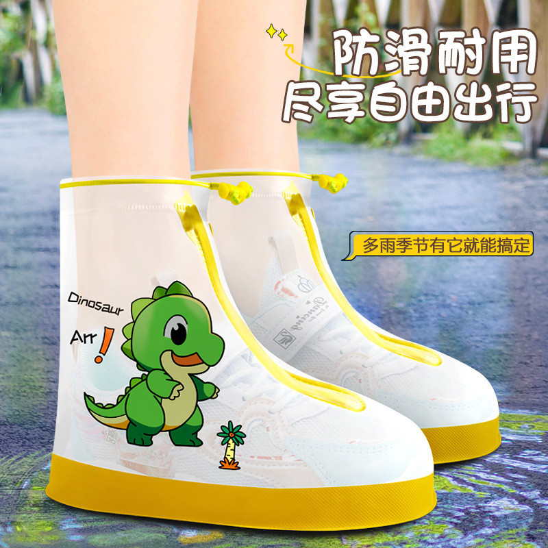 Novo estilo crianças PVC dos desenhos animados capa de sapato à prova dwaterproof água estudante do sexo feminino ao ar 