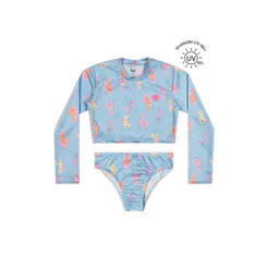 Conjunto de Praia Menina Infantil Proteção UV Elian Azul