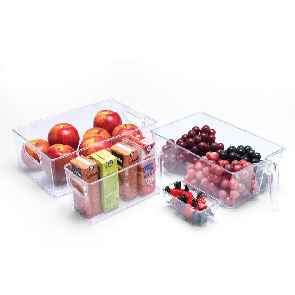 Kit 4 Organizadores Multiuso Geladeira Despensa Armário Bancada Mesa Maquiagem Transparente Plasútil