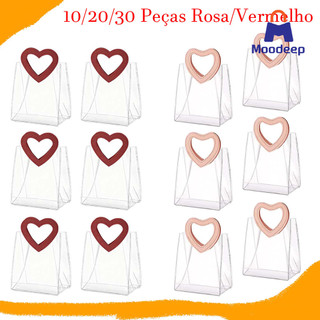20x18x10cm, 10/20/30 Peça sacos de presente de PVC transparente com Alças em forma de coração, reutilizável