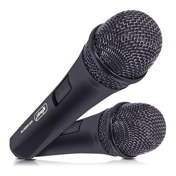 Kit 2 Microfone Dinâmico Com Fio 3 Metros P10 P2 Profissional Karaokê Palestra Igreja Musica Cantar