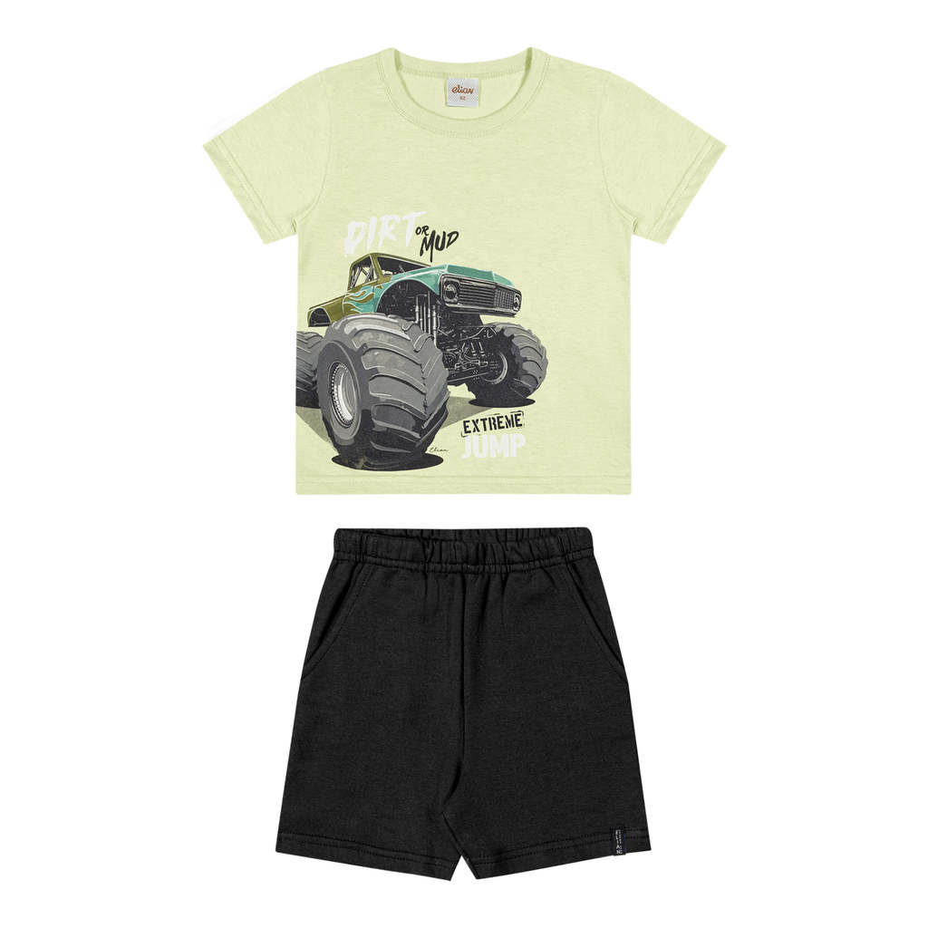 Conjunto Infantil Menino Monster Truck Elian Verde Claro