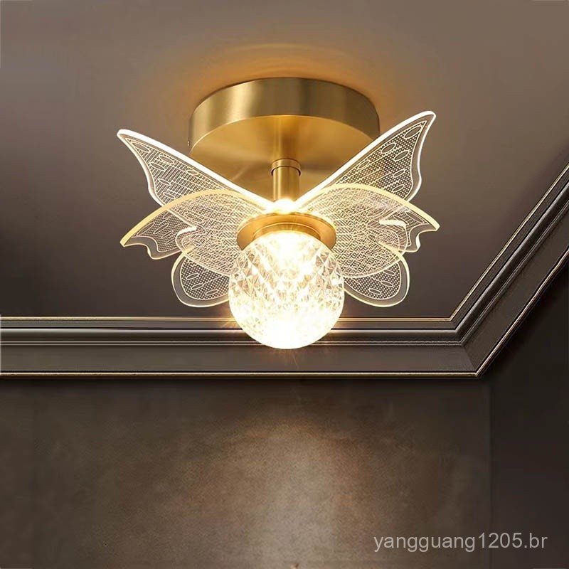 IKEE Quarto LED Luz de teto Sala de estar Moderna Luz de teto Luz do corredor borboleta dourada