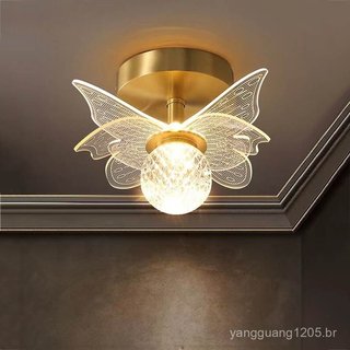 IKEE Quarto LED Luz de teto Sala de estar Moderna Luz de teto Luz do corredor borboleta dourada