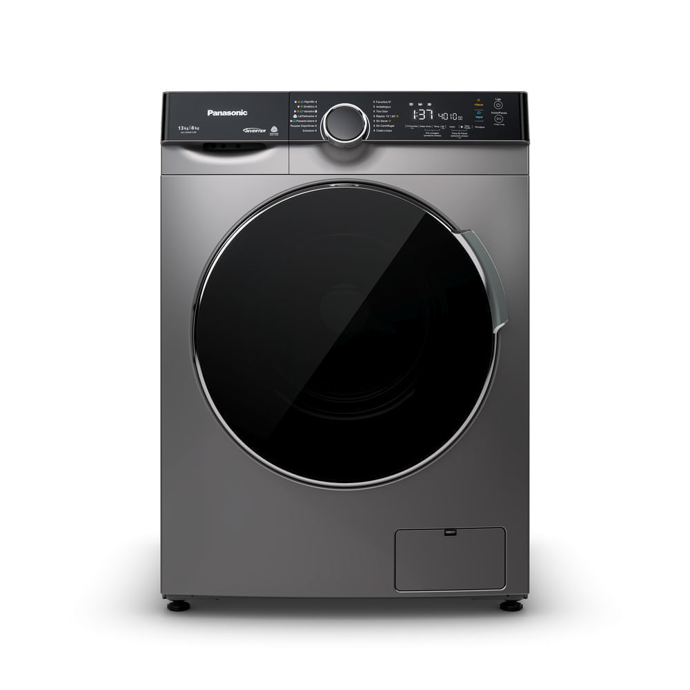 Lava e Seca Intuitive+ Panasonic MaxWash 13kg/8kg Função Vapor+ Antialérgico Titânio - NA-S26MK1LB