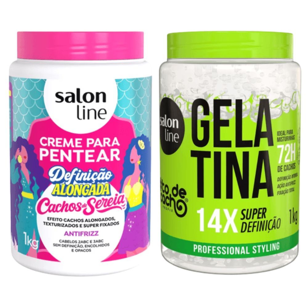 Kit Salon Line Creme De Pentear Definição Alongada 1kg + Gelatina Super Definição 1kg