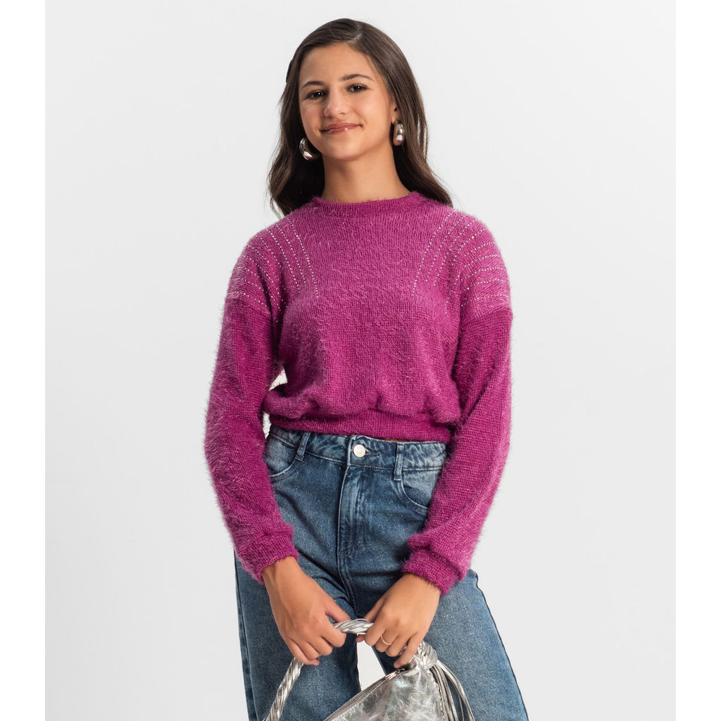 Blusão Juvenil Feminino Em Tricot Minty Roxo