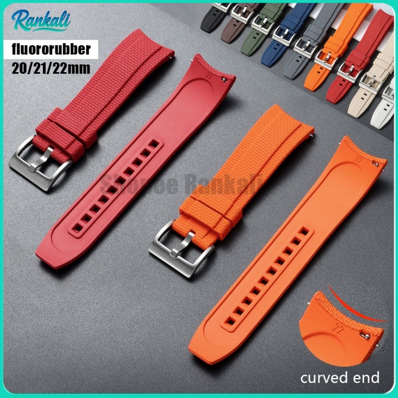 Pulseira De Relógio De Borracha Fluorescente De Extremidade Curva 20mm 21mm 22mm FKM Para Rolex Seiko Substituição De Li