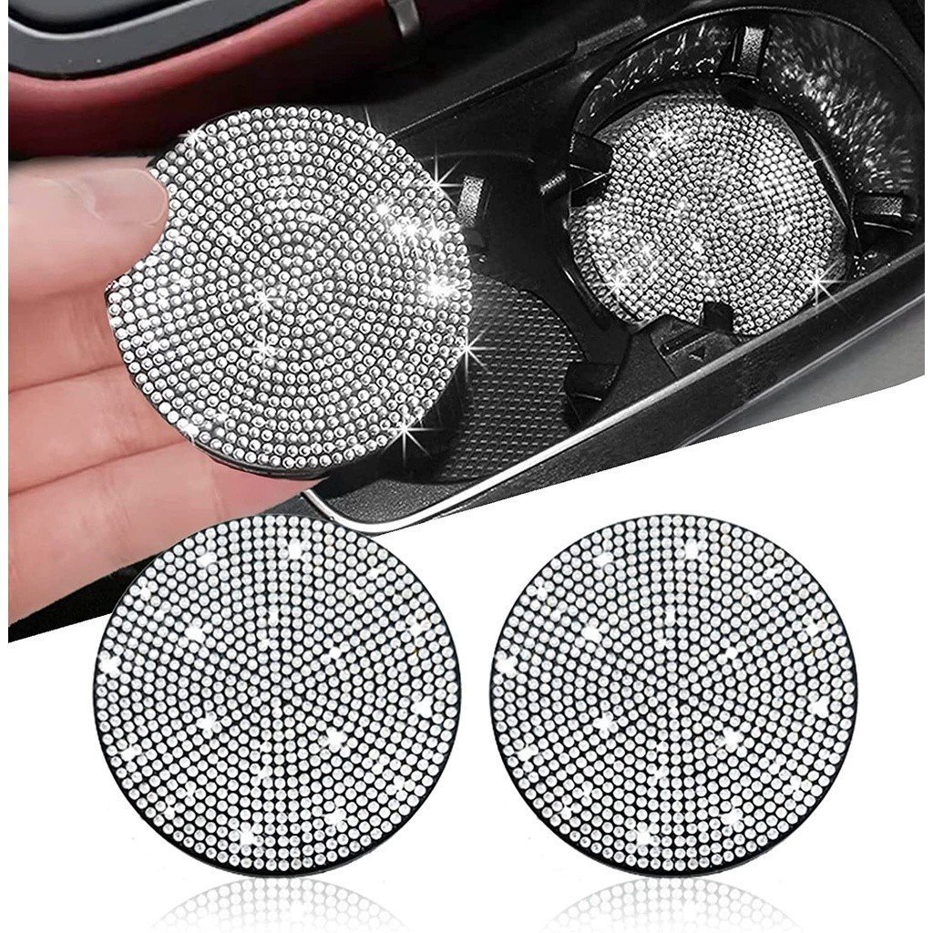 Suportes para copos de carro, brilhantes, 2 peças, antiderrapantes, à prova de choque, universais, modernos, para veícul