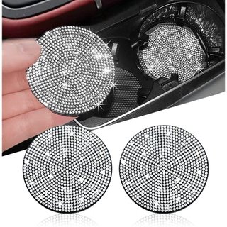 Suportes para copos de carro, brilhantes, 2 peças, antiderrapantes, à prova de choque, universais, modernos, para veícul