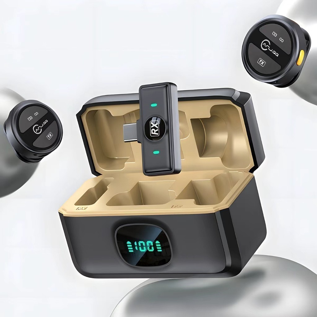 Microfone de Lapela Wireless Techno Pro Para Gravar Vídeos Vlog TikTok Cancelamento de Ruído Tipo-C/iPhone
