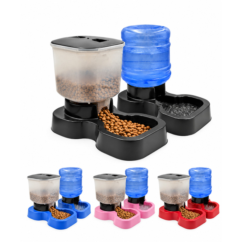 Kit Comedouro e Bebedouro Automático para Cães e Gatos 8L e 10L Plástico Resistente