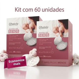 KIT 2 ABSORVENTE PARA SEIOS CX 30 UN COTTONBABY