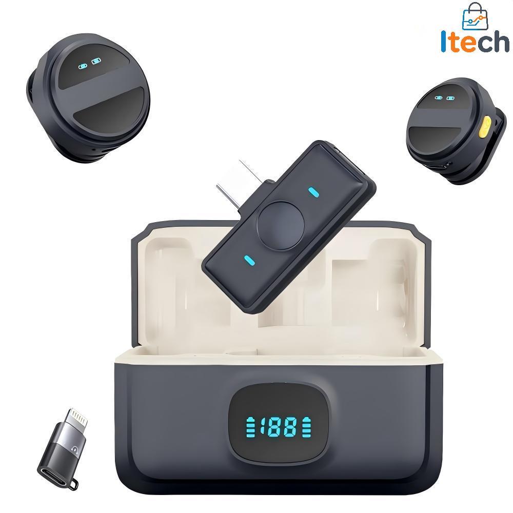 Microfone De Lapela Sem Fio Para iPhone/Android Type-c C/ Cancelamento De Ruído P/ Gravação de vídeo/TikTok/Vlog-itech