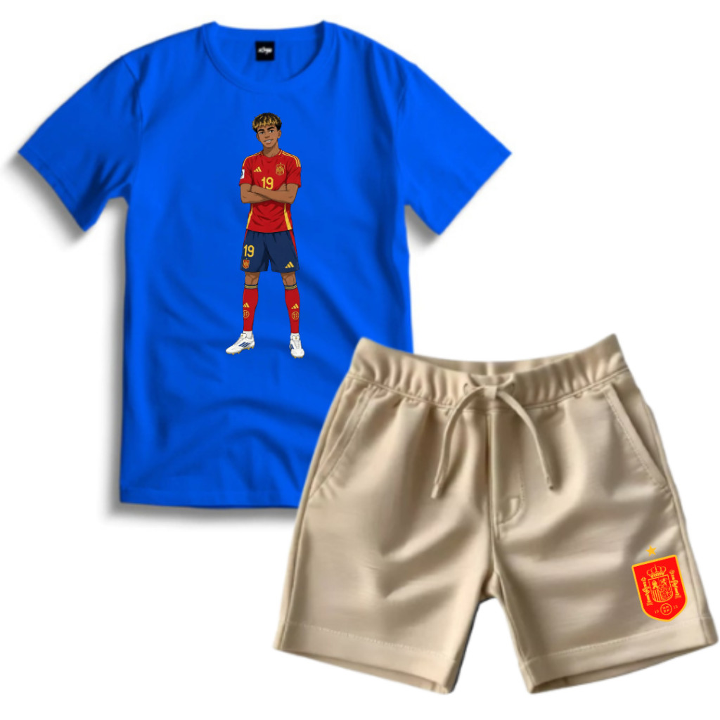 Kit Conjunto Infantil Juvenil Camiseta + Short Moletinho Estampa DTF Lamine Yamal Qualidade Premium Conforto Lançamento