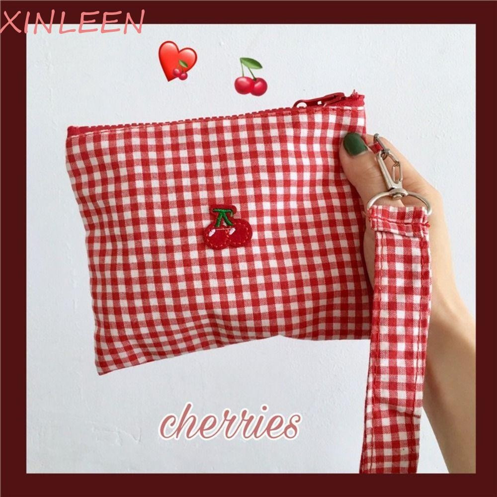 XINLEEN Bolsa Cosmética Cereja , Organizador De Higiene Pessoal De Grande Capacidade , Bolsas De Maquiagem Xadrez , De M