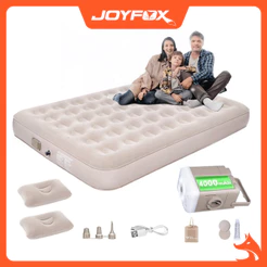 Colchão Inflável Casal Queen JOYFOX (203x152) c/ Bomba Elétrica Bateria 4000mAh Automático Para Camping e Casa