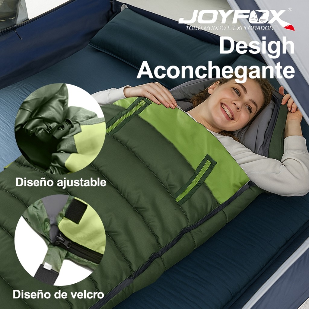 Saco De Dormir Solteiro Patchworkable Lavável À Máquina Joyfox -1,5ºc À -3,5ºc Camping — imagem 2 de 2