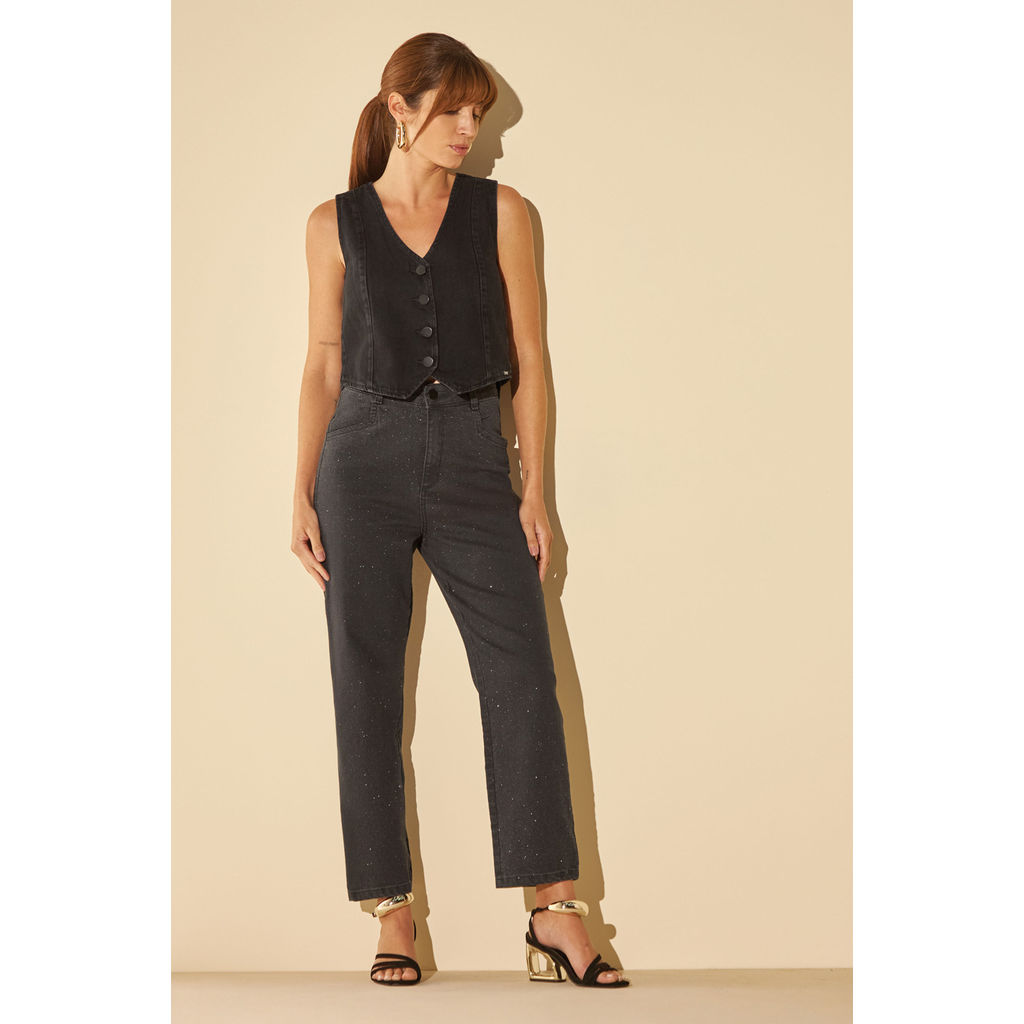 Colete Feminino Jeans Marialícia Preto · foto 2