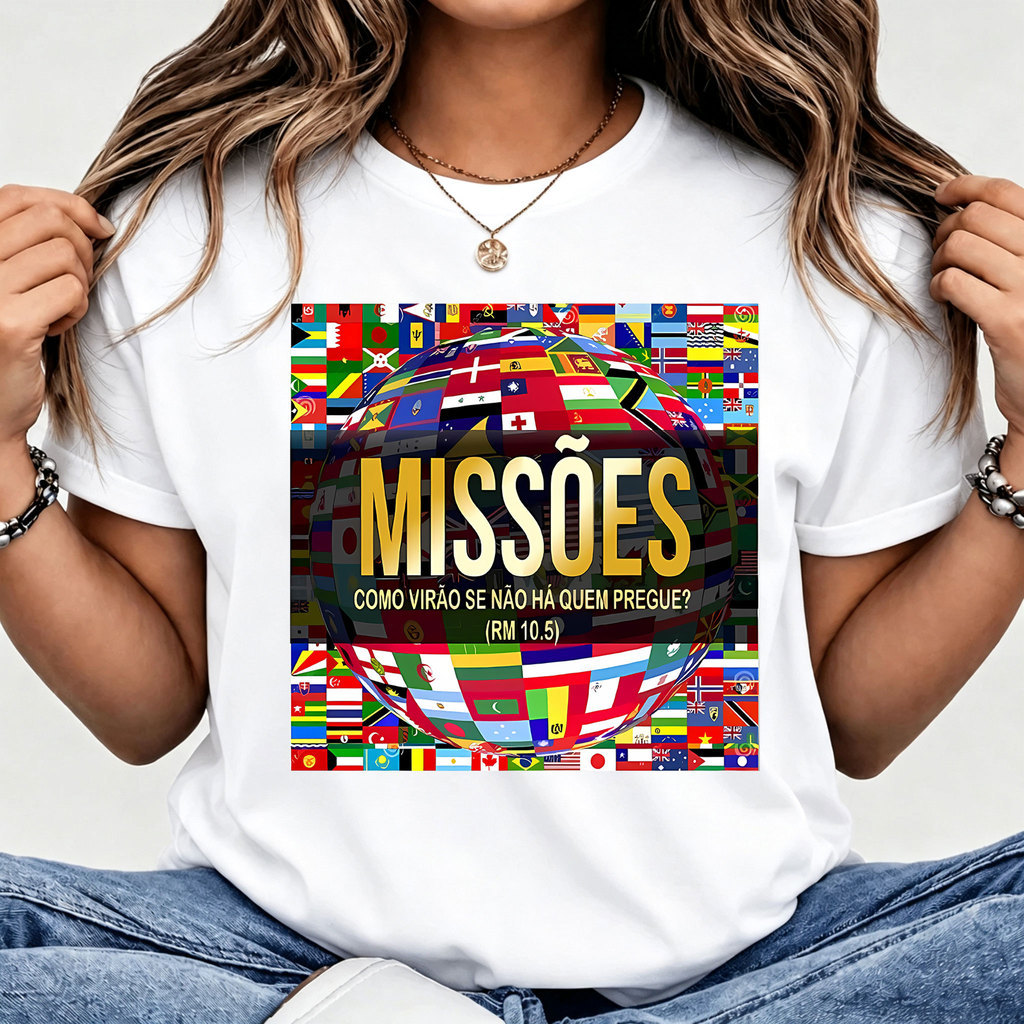 [Camiseta Premium em Algodão Puro]LA T - Shirt Curto Missões Mundo Global para Mulheres, Estilo Pop, Ideal para Ocasions