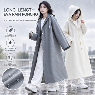 Capa de chuva para adultos Poncho longo EVA espessado à prova de chuva com capuz para ciclismo ao ar livre Caminhadas Po
