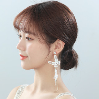 Brincos 2025 novo estilo na moda japonês coreano renda borboleta longa borla brincos elegantes femininos H435