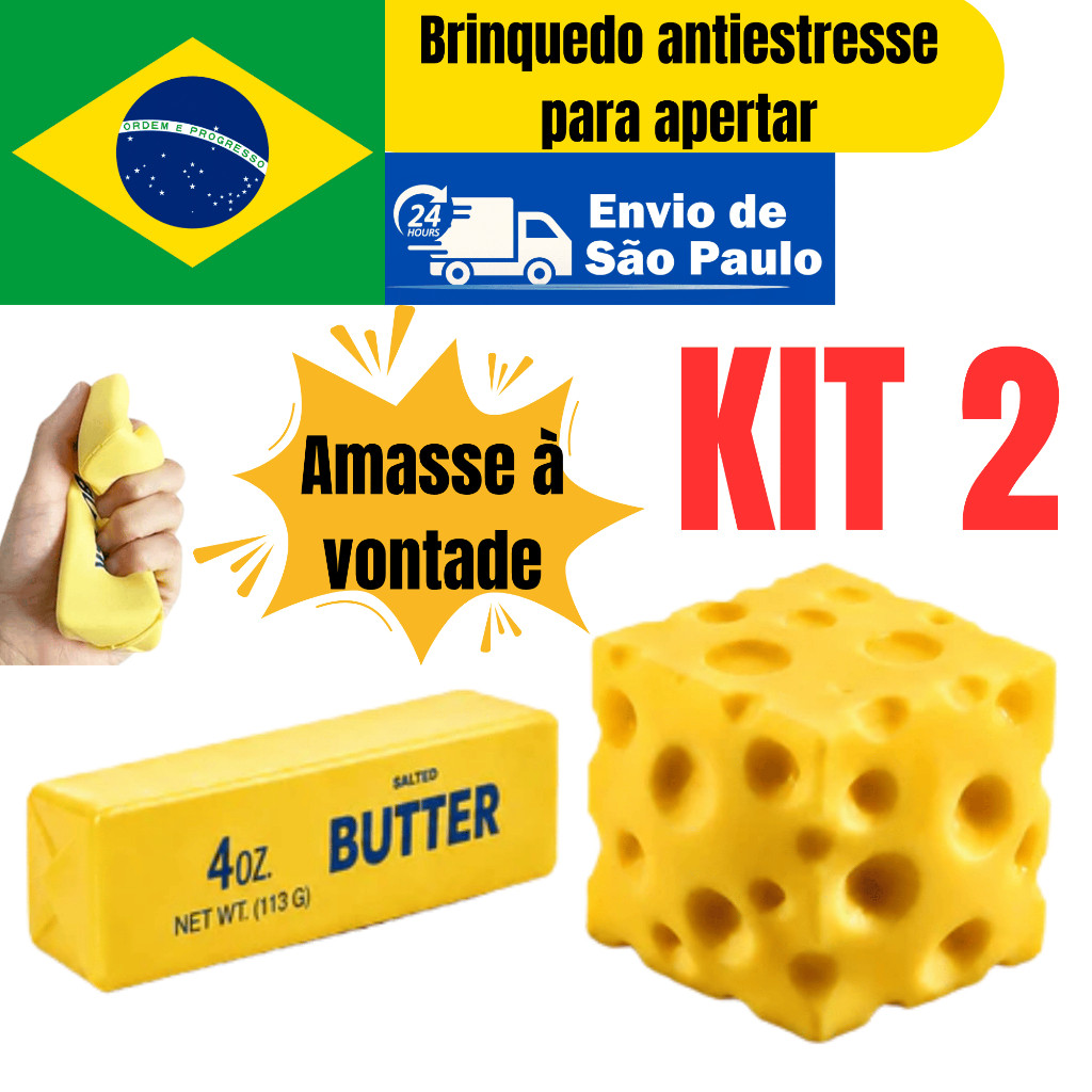 Brinquedo Anti Stress Queijo Manteiga Aromática Retorno Lento Lavável Material Seguro Fofo