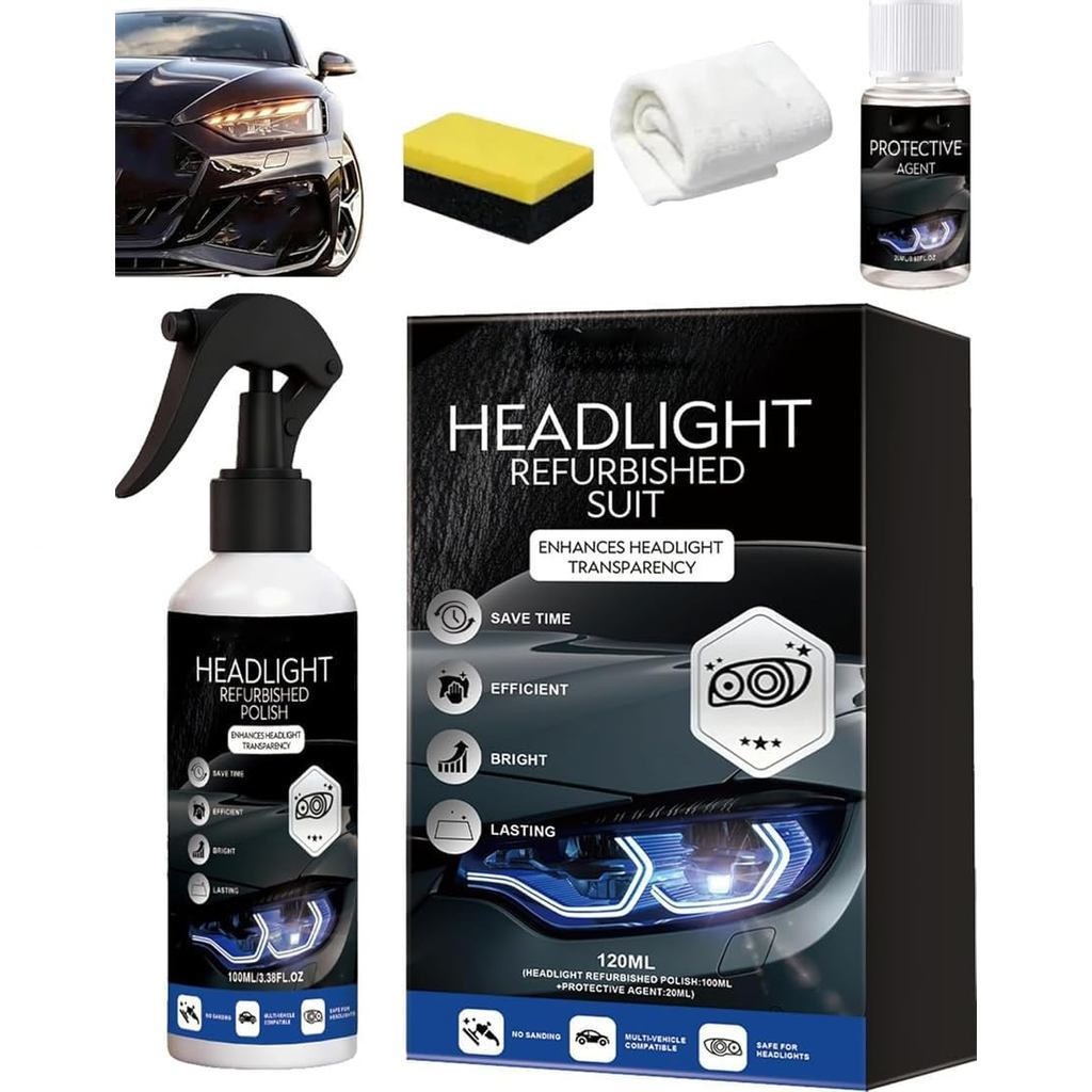 Kit de reparo de faróis de automóveis, um conjunto rápido e prático para polir e limpar faróis, utilizado para a reparaç