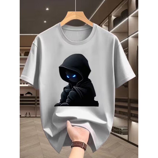 Camiseta Manga Curta Estampada Personagem de Capuz Confortável Moderna Estilosa Premium para Moda Casual Tendência Verão