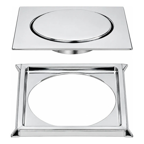Ralo Click Inteligente Em Inox 15x15 Cm + Porta Grelha