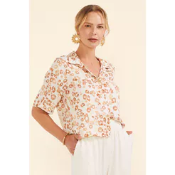 Camisa Feminina Viscolinho Marialícia Bege