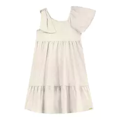 Vestido Infantil Menina Ombro Com Laço Colorittá Bege