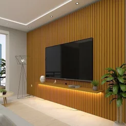 Painel Ripado para TV até 90 Polegadas com LED 100% MDF 330CMX250CM Nobre Naturale