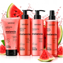 Kit 4 Melancia Esfoliante Hidratante Sabonete Líquido Body Splash Labotrat