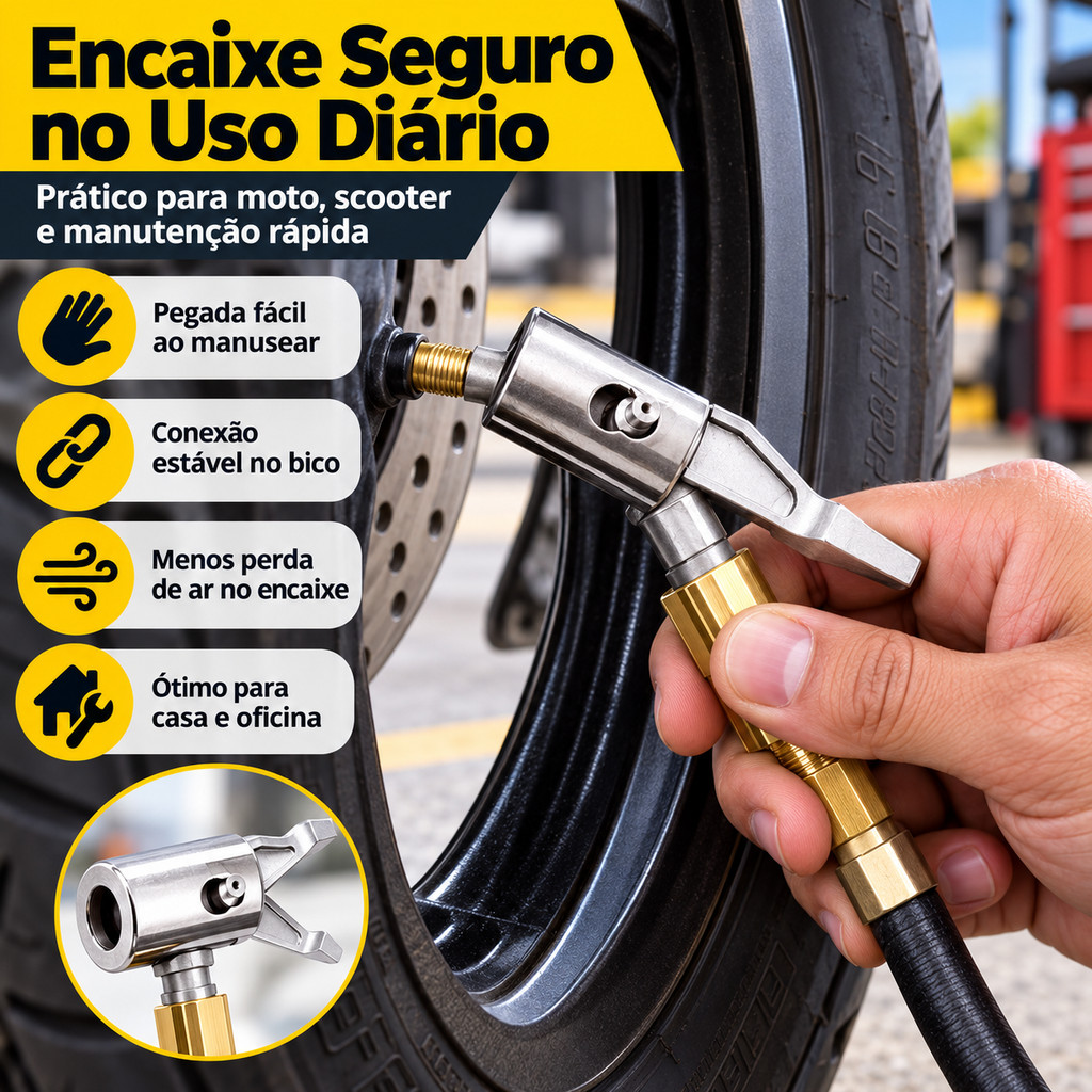 Bico Inflador De Pneu Com Presilha Adaptador Conector Da Válvula Para Carro Bicicleta Moto Bomba De Ar Portátil 8mm