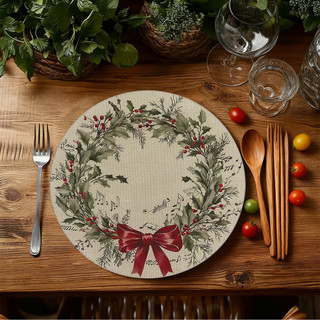 Cross-Border natal Placemat redondo natal feliz mesa ano novo guardanapo tecido isolamento térmico tapete de mesa presen