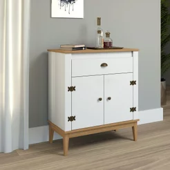 Aparador - Colonial 80x90x41 cm 1 Gaveta 2 Portas Branco/Mel Mel/Branco