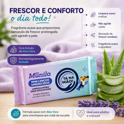 Mini Lenços Umedecidos Tá na Mão Munila 8 unidades Portátil Bolsa Viagem