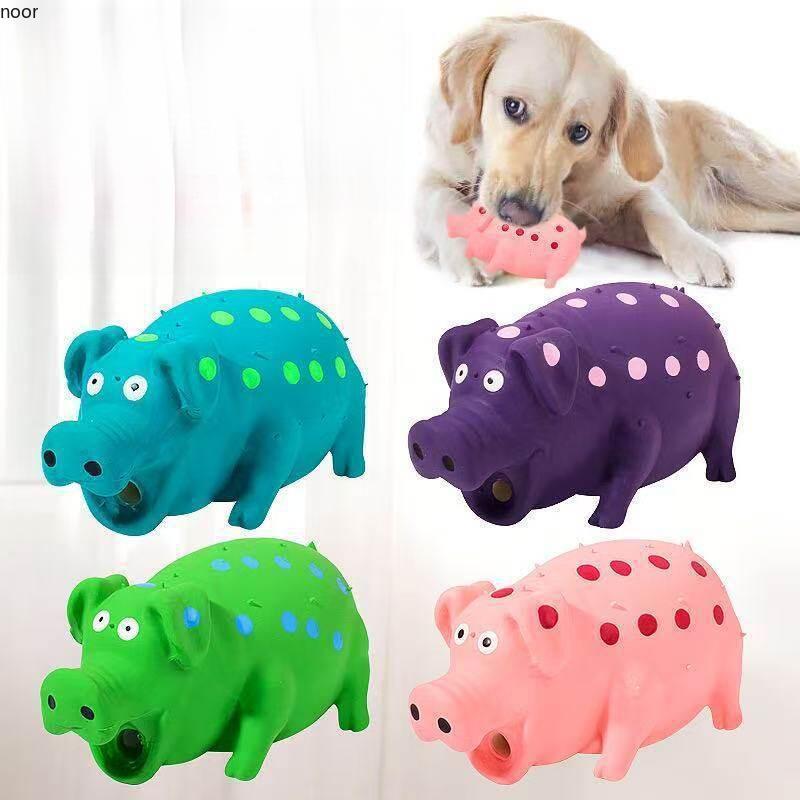 Brinquedo Para Cães De Porco Estridente , Mastigar Animais De Estimação De Borracha Espetado Durável Moer Dentes Interat