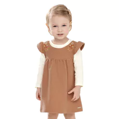 Conjunto Bebê Menina Bordado Floral Colorittá Marrom