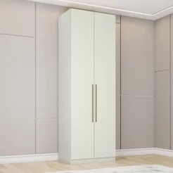Guarda Roupa 2 Portas 3 Gavetas Seletto Branco/Areia HP Areia HP
