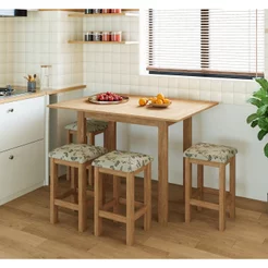 Conjunto de Mesa Dobrável com 4 Bancos Romana Marrom/Inovata/Linho A47 Royale