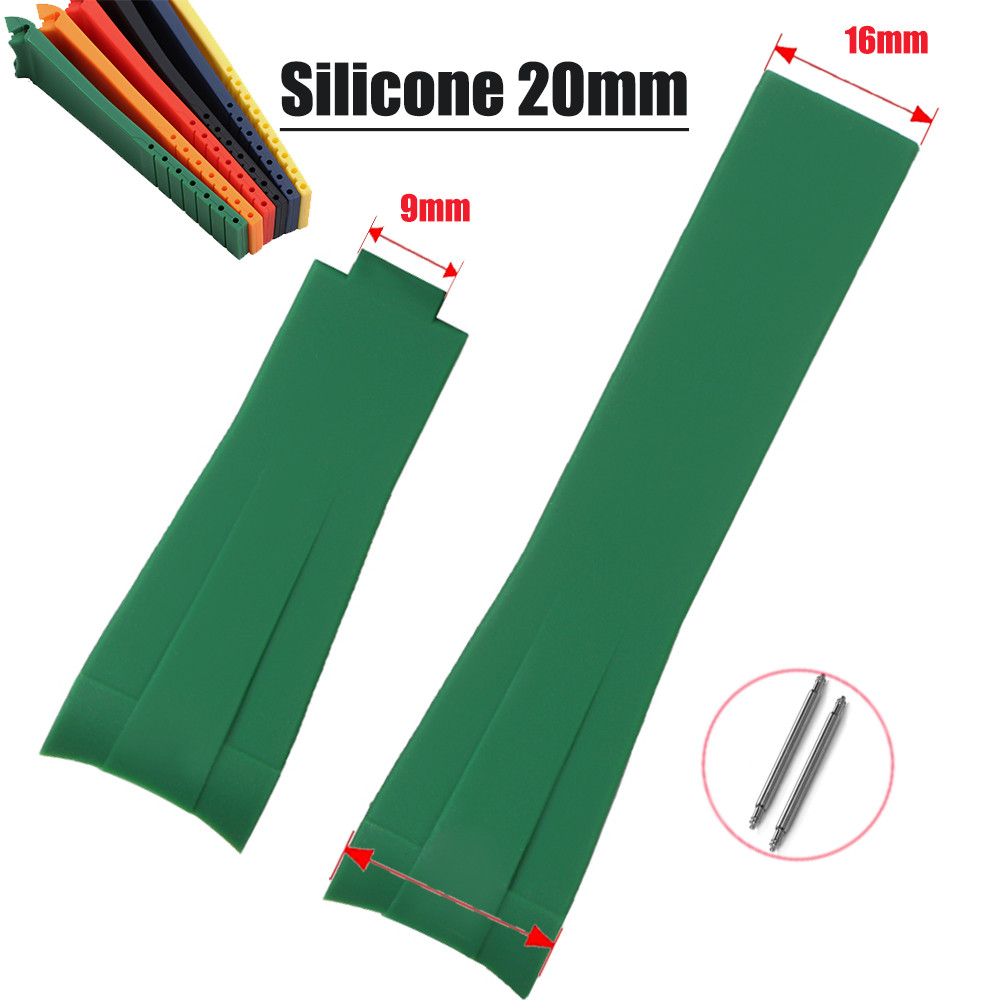Pulseira De Silicone Com Extremidade De Arco De 20 Mm 9x16 Para Rolex Watch Band Water Ghost Oyster À Prova D'água