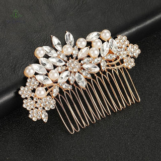 EA & Moda – Acessório de cabelo para noiva com strass e pérolas, presilha lateral, acessório para noiva, joias de crista
