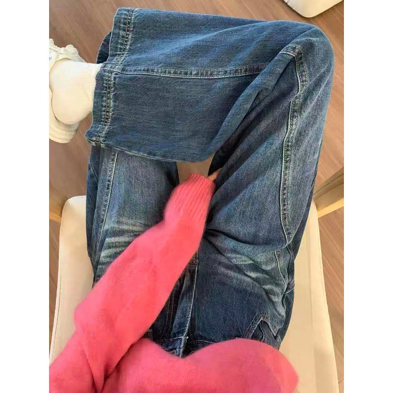 2026 primavera outono novo estilo Jeans americano feminino Plus Size forma de pêra solta cintura alta mais magro olhar e